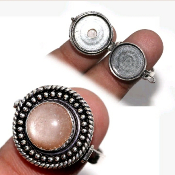 New Natural Sunstone 925 Silver Poison Ring. - Picture 1 of 1